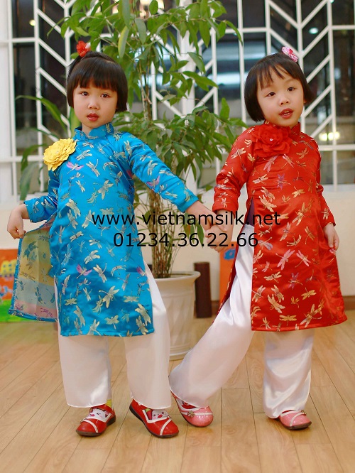 bộ áo dài mặc tết cho bé 2015