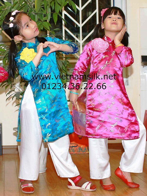 bộ sản phẩm áo dài mặc Tết 2015 cho bé gái